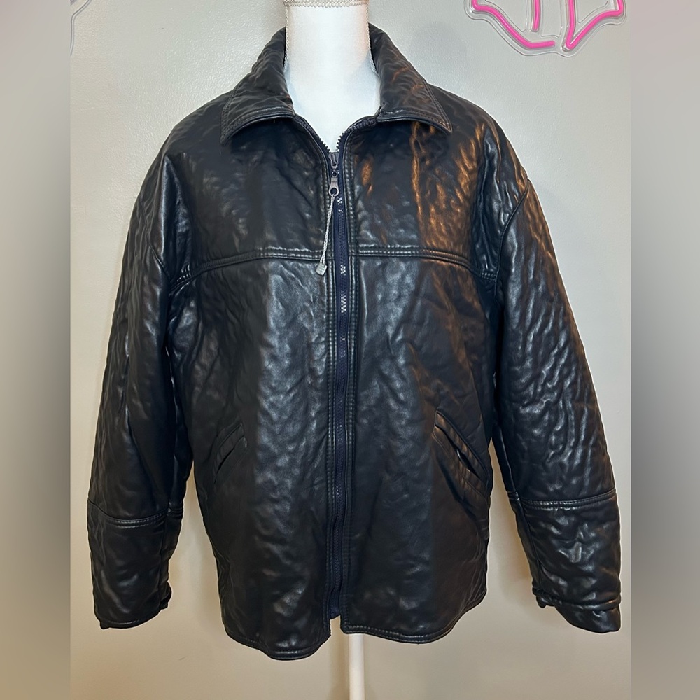 Vintage GV Black Leather Jacket, Size M, Made in Italy